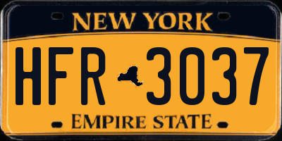 NY license plate HFR3037
