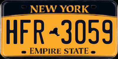 NY license plate HFR3059