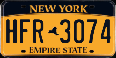 NY license plate HFR3074