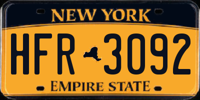 NY license plate HFR3092