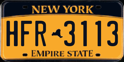 NY license plate HFR3113