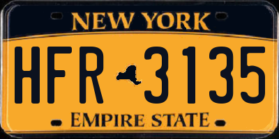 NY license plate HFR3135