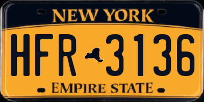 NY license plate HFR3136