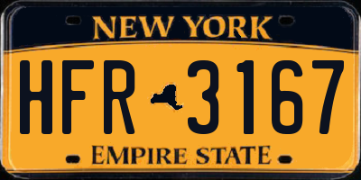NY license plate HFR3167