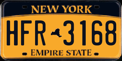 NY license plate HFR3168