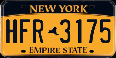 NY license plate HFR3175