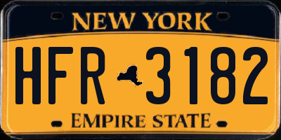 NY license plate HFR3182