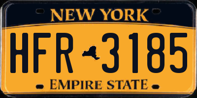 NY license plate HFR3185