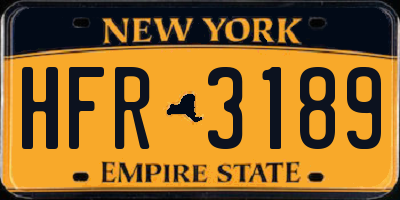 NY license plate HFR3189
