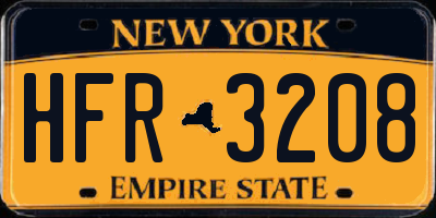 NY license plate HFR3208