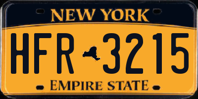 NY license plate HFR3215