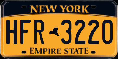 NY license plate HFR3220