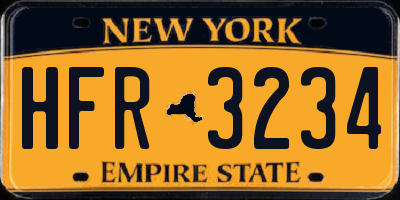 NY license plate HFR3234