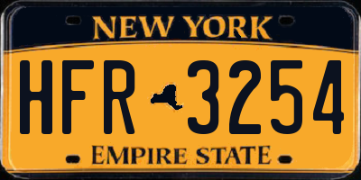 NY license plate HFR3254