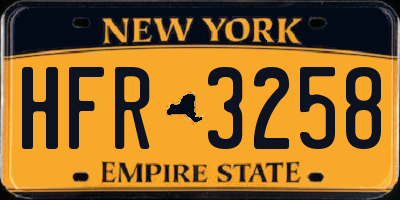NY license plate HFR3258