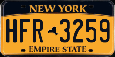 NY license plate HFR3259