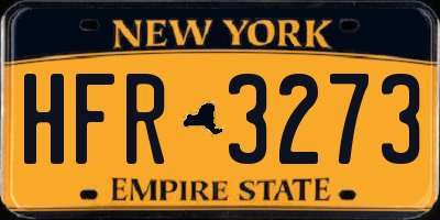 NY license plate HFR3273