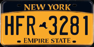NY license plate HFR3281