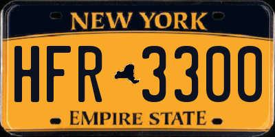 NY license plate HFR3300