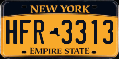 NY license plate HFR3313
