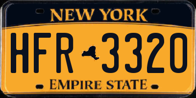 NY license plate HFR3320