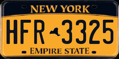 NY license plate HFR3325
