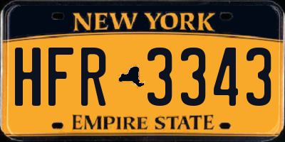NY license plate HFR3343