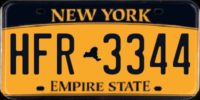 NY license plate HFR3344