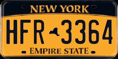 NY license plate HFR3364