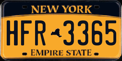 NY license plate HFR3365