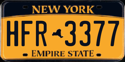 NY license plate HFR3377