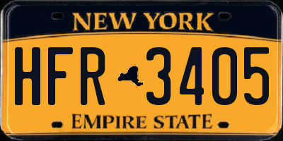 NY license plate HFR3405