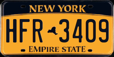 NY license plate HFR3409