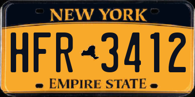 NY license plate HFR3412