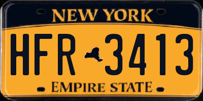 NY license plate HFR3413