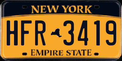 NY license plate HFR3419