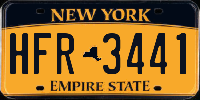 NY license plate HFR3441