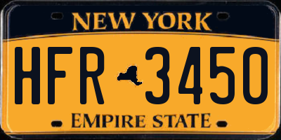 NY license plate HFR3450