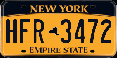 NY license plate HFR3472