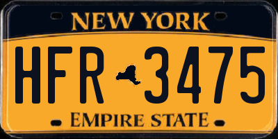 NY license plate HFR3475