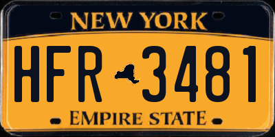 NY license plate HFR3481