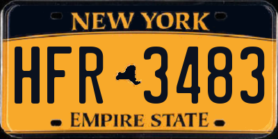NY license plate HFR3483