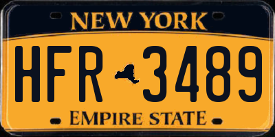 NY license plate HFR3489