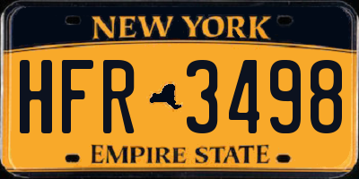NY license plate HFR3498