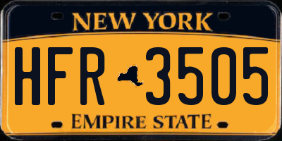 NY license plate HFR3505