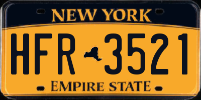 NY license plate HFR3521