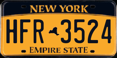 NY license plate HFR3524