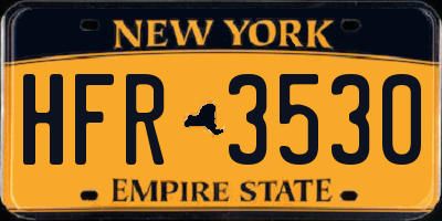 NY license plate HFR3530