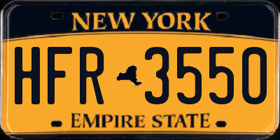 NY license plate HFR3550