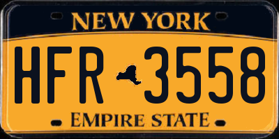 NY license plate HFR3558